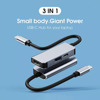 Hub USB Tipo C 3 en 1, Estación de Acoplamiento HDTV 4K, Adaptador Extensor USB C 3.0, Divisor Multipuerto, Carga Rápida PD, Hubs USB