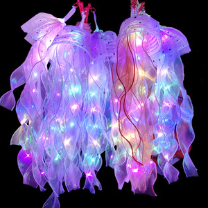 Lampe méduse lumineuse en tissu, jouet lumineux pour décoration de chambre de filles, lanterne portative - Product Image 4