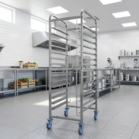 Chariot de boulangerie commercial détachable à 4 roues, en acier inoxydable 201, 15 niveaux, antirouille, pour la production de gâteaux en boulangerie