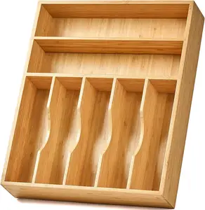 Бамбуковый кухонный ящик-органайзер для столовых приборов