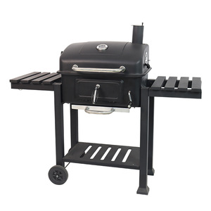 American Style Outdoor Charcoal Grill With Smoker Function <b>Trolley</b> Cart For Patio Garden BBQ - Product Image 3