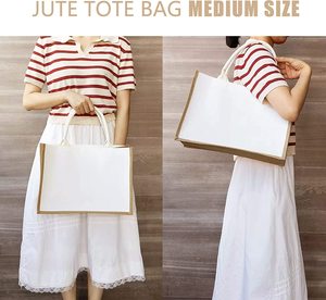 Sacs vierges personnalisés bricolage shopping épicerie voyage mariage sacs de jute en coton blanc réutilisables Bangladesh - Product Image 6
