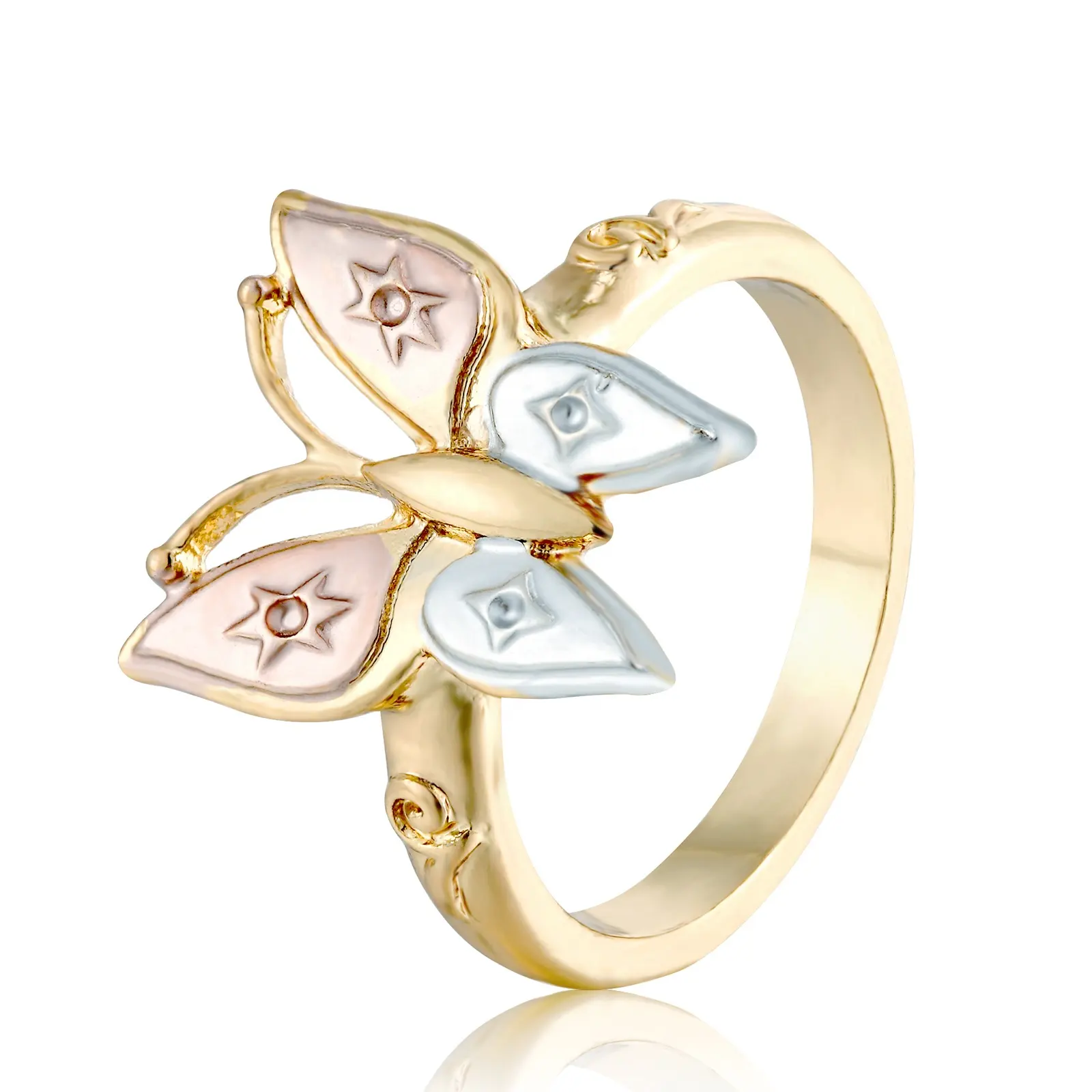 Butterfly Ring Gold Women's Three Color CHRISTIAN Trendy Zircon Wedding Bands or Rings CN Guadalupe