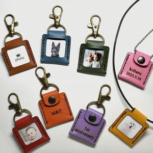 <b>Portable</b> Pu Leather Keychain Necklace Photo Case Locket Pendant Baby <b>Shower</b> Birthday Personalized Gift - Product Image 1