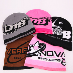 قبعة جاكار محبوكة عالية الجودة مع قبعة من الحرير من الداخل ، قبعات جاكار مخصصة بشعار مخصص - Product Image 6