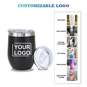 Tasses de camping personnalisées en gros, 12 oz, forme d'œuf, revêtement en poudre, gobelet à vin sans pied en acier inoxydable, isolation thermique, 6-12 - Product Image 3