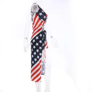 जुलाई महिला गर्मियों के कपड़ों की 4th 2022 अमेरिकी ध्वज प्रिंट दो टुकड़ा आउटफिट महिलाओं सेक्सी शीर्ष + कम पंत सेट