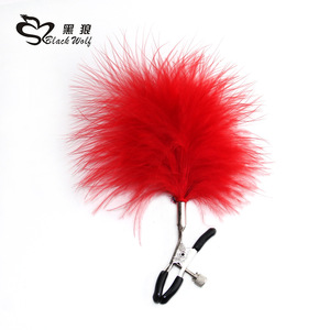 Pinces à tétons en plumes rouges, réglables, pour accessoires intimes adultes - Product Image 2
