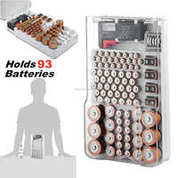 CHRT tiene 93 baterías AA AAA C D 9V montaje en pared batería almacenamiento organizador caso con probador de batería