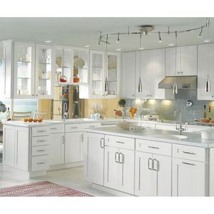 Vente chaude, prix d'usine, armoires de cuisine blanches personnalisées, style shaker, armoires de cuisine américaines, rangement modulaire, garde-manger avec îlot - Product Image 1