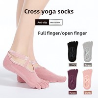 Nouvelles chaussettes de yoga et de Pilates pour femmes, antidérapantes, résistantes à l'abrasion, à doigts entiers, à bout ouvert, à doigts séparés, en coton