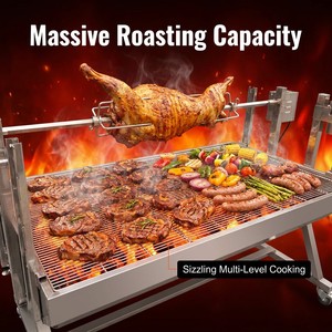 Grill rotatif <span class=keywords><strong>professionnel</strong></span> à 4 moteurs pour agneau, rôtissoire verticale automatique, usage commercial et industriel, capacité 85 kg - Product Image 3