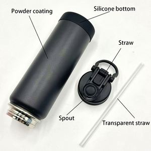 Custom logo 1L Leak-Proof Stainless Steel Sport Travel School 32oz 1000ml Insulated Water Bottle with 2-in-1 Straw and Spout Lid - Product Image 5