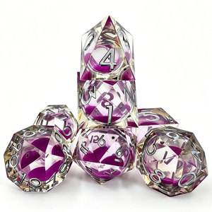 Sharp Edge Liquid Core Purple Floating Sand Resin DND <b>Dice</b> <b>Set</b> Transparent Polyhedral D4-D20 for D&D TTRPG Wholesale - Product Image 1