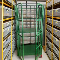 Palette logistique pliable en fer, cage de stockage à 4 côtés, chariot roulant emboîtable avec roues de 5 pouces, capacité de 500 kg, revêtement en poudre