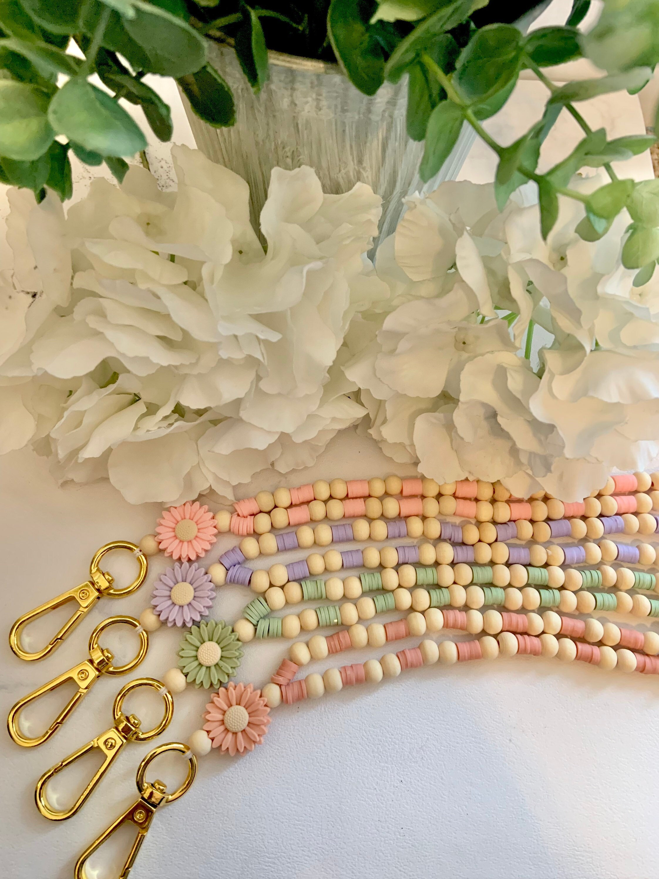 Personalized Teacher Lanyard Smile Rainbow Daisy Beaded Lanyard with Name Bohemian Teacher Nurse Lanyard Image 4