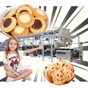 Línea completa de producción de galletas de sándwich horno túnel de galletas vegetales con embalaje de flujo