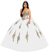 Robe de bal à décolleté cœur, dentelle dorée, broderie perlée, silhouette de robe de bal, jupe en tulle, longueur au sol, tissu scintillant