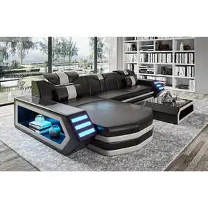 CBMMART الحديثة أدى الإضاءة مجموعة أريكة جلدية الأثاث أريكة لغرفة المعيشة قطاعات السعر