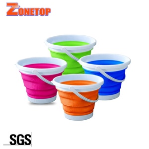 Food Grade Silicone Material 1.5 L 3 Ltr 5 Litre 10 Liter Portable <strong>Flexible</strong> Collapsible Folding Silicone <strong>Bucket</strong> - Product Image 1