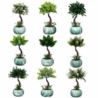 Ensemble de 12 Bonsaïs artificiels haut de gamme en plastique, style peinture à l'encre, en forme de pin d'accueil, nouvelle arrivée transfrontalière, fausse verdure, plante d'intérieur