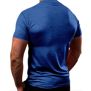 GYM <strong>Shirts</strong> US Size 95% <strong>Polyester</strong> 5% Spandex Custom Logo Short Sleeve Slim Fit Workout Clothing Men Fitness Muscle GYM <strong>Shirt</strong> - Product Image 4
