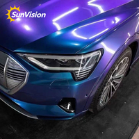 SunVision Film de protection automobile en vinyle métallisé chromé brillant mat PVC de haute qualité, sans bulles, changeant de couleur, anti-