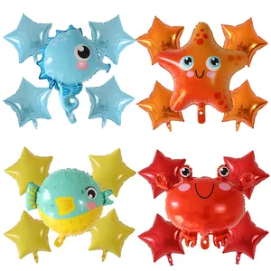 Cute sea animal balloons for birthday party lobster octopus air balloon sea theme decorations for Children's Birthday supplies