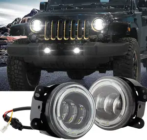 NEWWIND Đèn Sương Mù LED 4 Inch Với Vòng Hào Quang Màu Trắng DRL Cho 2007-2018 Jeep Wrangle-R Không Giới Hạn JK Đèn Sương Mù Lái Xe Địa Hình