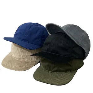 Custom 6 Panels Unstructured Corduroy Snapback Hat Plain Blank Corduroy Baseball Snap Back Caps Hats