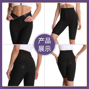 High Waisted Hip Lifting Yoga <b>Pants</b> Black Button <b>Down</b> Shorts Shaping Sports <b>Pants</b> Waist Slimming Tummy Control Sauna Leggings - Product Image 4