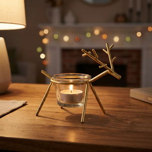 Gold IreiDeer Candle Holder Handmade <b>Tealight</b> Stand Rustic <b>Lantern</b> for Christmas Home Wedding Decor - Product Image 3