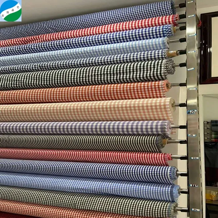 Keqiao warehouse wholesale 100% cotton yarn dyed gingham checks stock fabric