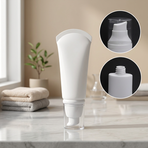 Tubes cosmétiques ronds et ovales sur mesure en gros avec bouchon pompe pour lotion, crème et soins de la peau - Product Image 2