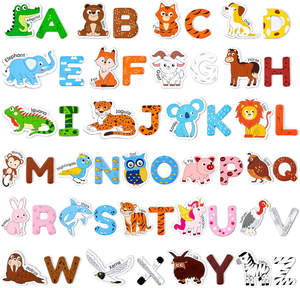 Imanes de Madera para Refrigerador con Diseño Personalizado, 26 Animales Adorables y Letras Mayúsculas, Imanes Grandes de Alfabeto para Refrigerador con Estilo Art Deco - Product Image 1