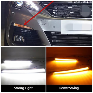 Feux de jour LED DRL pour Peugeot 308 2016 2017 2018 avec clignotants jaunes et feux antibrouillard - Product Image 5