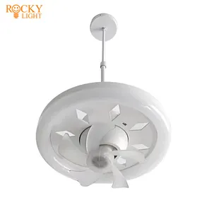 Lampu Rocky kipas angin plafon led dengan lampu, lampu kipas kepala berputar E27/B22 48W dengan lampu remote fan