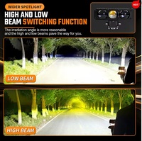 Trois projecteurs de travail LED directs 6000K 12V 24V haute puissance pour calandre de voiture, moto, tout-terrain, 4x4, SUV, VTT