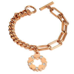 Pulsera de Cadena en Oro Rosa con Colgante de Diamante, Joyería para Uso Diario Masculino - Product Image 1