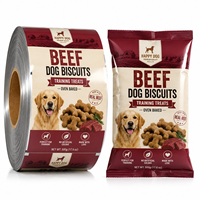 Rouleau de film d'emballage alimentaire pour animaux de compagnie, imprimé sur mesure, résistant à l'humidité, de qualité alimentaire, pour sachets de friandises croustillantes au thon
