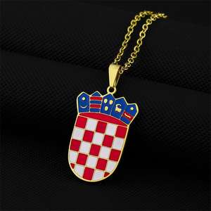Nouveau collier pendentif emblème croate en acier inoxydable pour les Couples, collier pendentif en acier titane géométrique <span class=keywords><strong>artisanat</strong></span> en métal - Product Image 5