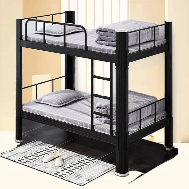 홈 가구 현대 금속 침대 학생 기숙사 공간 절약 높은 발 디자인 더블 데커 침대 이층 침대 금속