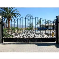 Portes coulissantes en fer forgé de luxe pour la sécurité du jardin, conception de grille double, portail d'entrée principal, portails en fer forgé