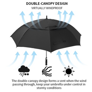 Big Double Layers Golf <b>Umbrella</b> with Vent OEM ODM with logo High Quality Windproof Vented Strong Golfer <b>Umbrella</b> Wholesale - Product Image 5