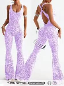 Tuta Intera Donna a Vita Alta con Stampa Leopardata, Body Yoga Modellante Senza Cuciture, Abbigliamento Sportivo Casual <span class=keywords><strong>Sexy</strong></span> per <span class=keywords><strong>Fitness</strong></span> - Product Image 3