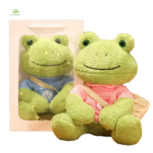 Greenmart New Stuff peluche postura seduta personalizzata Cute Little Frog Logo personalizzato peluche peluche