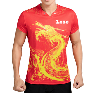 Lidong personalizado Dtg impresión deportes cuello en V camisetas estilo dragón chino pelota <span class=keywords><strong>de</strong></span> ping-pong equipo Jersey tela <span class=keywords><strong>de</strong></span> malla que absorbe la humedad - Product Image 1