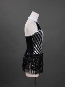 Costume da Ballo con <span class=keywords><strong>Frange</strong></span> di Alta Qualità, Abito da Ballo Latino Bianco e Nero, <span class=keywords><strong>Gonna</strong></span> da Jazz per Ragazze - Product Image 5