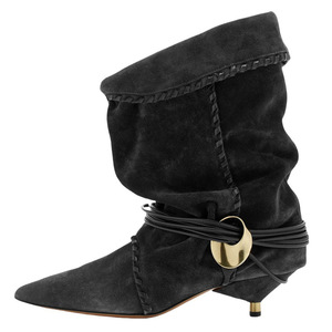 Nuevo estilo europeo americano puntiagudo Denim High Top 5cm tacón fino Slip-On fruncido apilado <span class=keywords><strong>botas</strong></span> cortas puño de gran tamaño - Product Image 2