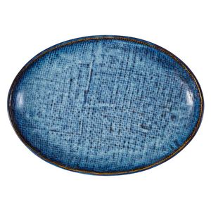 Home <b>Ceramic</b> Dinner Dinnerware Porcelain Blue Cloth Pattern Oval Handmade Steak <b>Plate</b> for Restaurant - Product Image 5